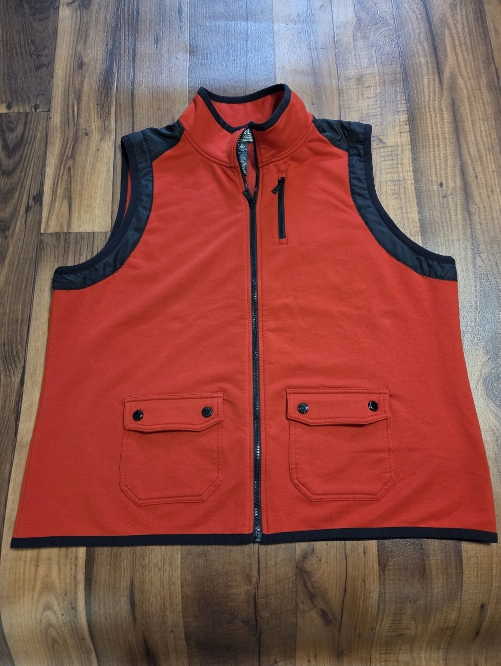 Ralph Lauren Women's Red Zip-Front Vest with Black Trim. Sz 2 X